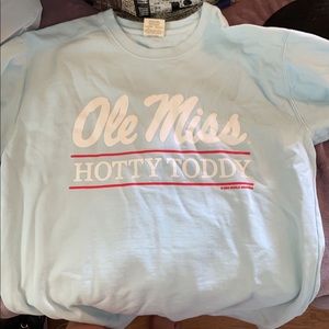 OLE MISS SWEATSHIRT - Comfort Colors, Size M, blue with red and white letters